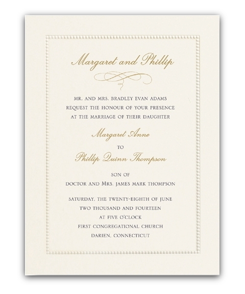 Classic Beaded Border Invitation in Ecru